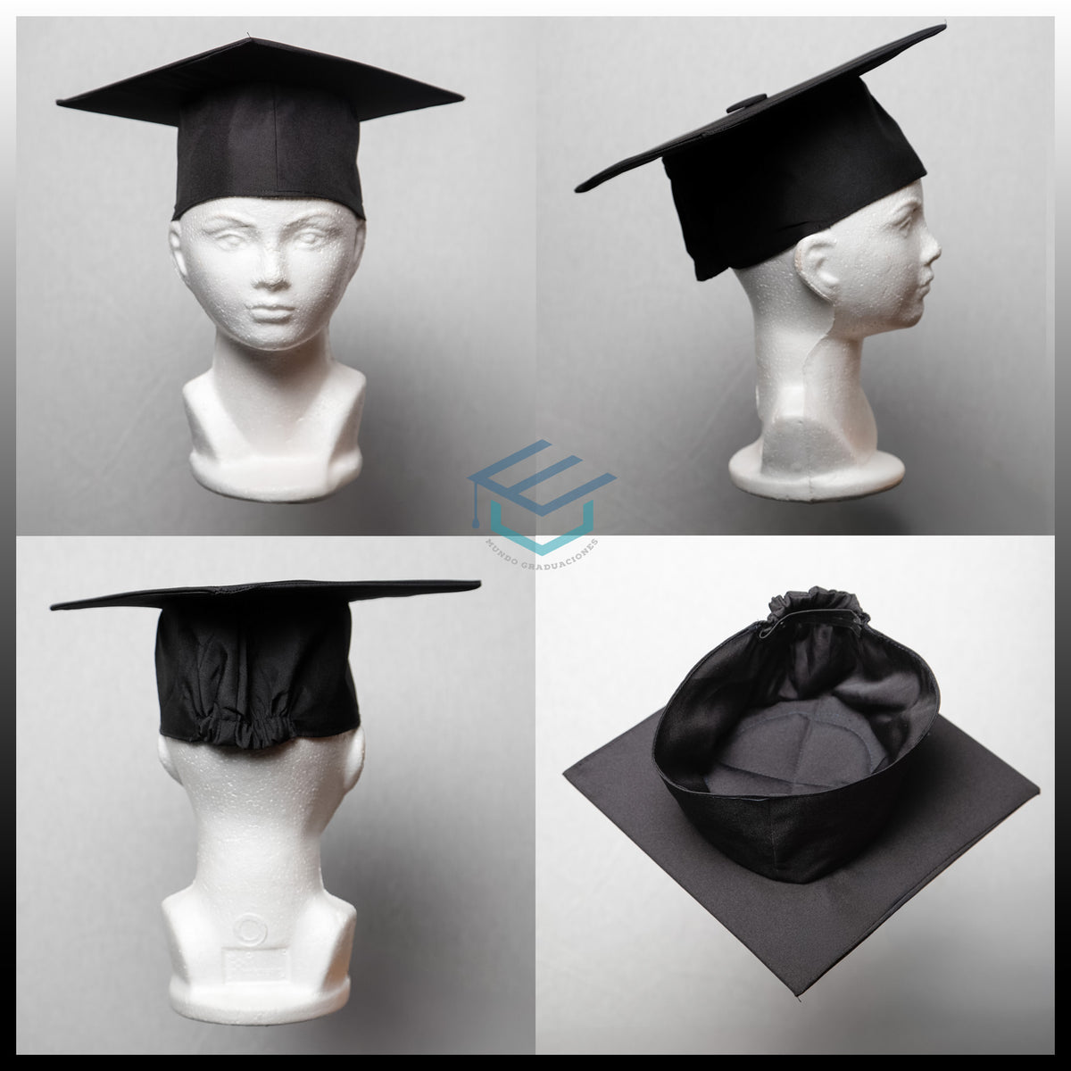 Birrete de graduación negro con borla y resorte ajustable – Mundo Graduaciones